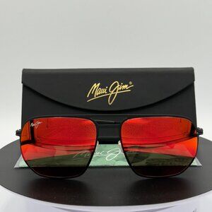 Maui Jim Sharks Cove MJ605-02  Black Hawaii Lava Polarized Sunglasses 55 18 145